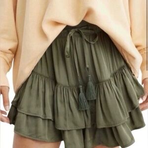 Aerie Chic Olive Green Layered Skirt nwt